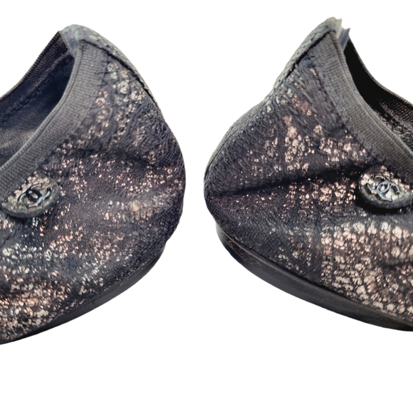 AUTHENTIC CHANEL Ballet Flats Stretch Spirit - Black Shimmer 40 EU (10US) - Picture 7 of 11